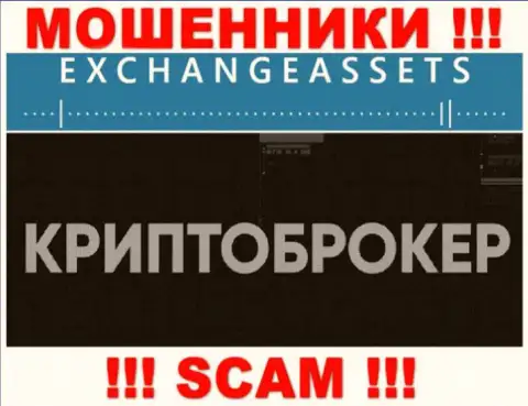 Род деятельности интернет мошенников Exchange Assets - это Crypto trading, однако имейте ввиду это кидалово !!!