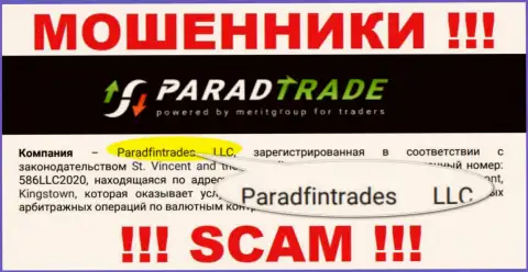 Юридическое лицо internet мошенников Parad Trade - это Paradfintrades LLC