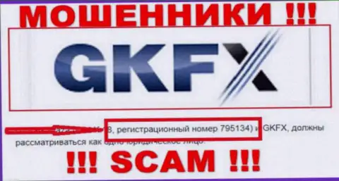 Регистрационный номер мошенников всемирной интернет паутины компании GKFXECN - 795134