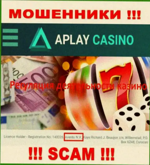 Офшорный регулятор - Avento N.V., только лишь пособничает интернет-мошенникам APlay Casino лишать лохов денег