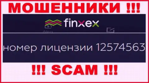 Finxex прячут свою жульническую суть, показывая у себя на информационном сервисе лицензионный документ