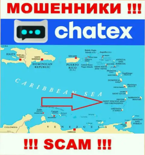 Не доверяйте интернет лохотронщикам Chatex, т.к. они обосновались в офшоре: Сент-Винсент и Гренадины
