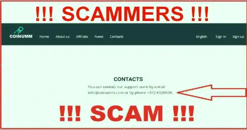 Coinumm Com phone number listed on the cheaters site