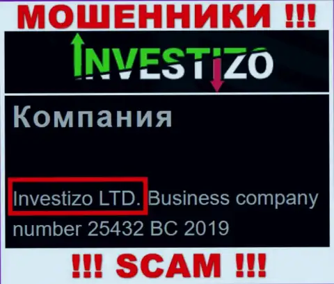 Сведения о юр. лице Investizo у них на официальном web-портале имеются - это Investizo LTD