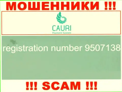 Регистрационный номер, который принадлежит жульнической конторе Cauri LTD: 9507138