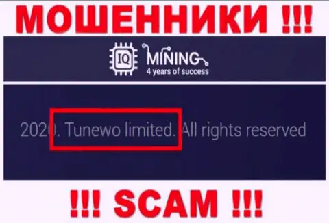 Мошенники IQ Mining сообщают, что именно Tunewo Limited владеет их лохотронном