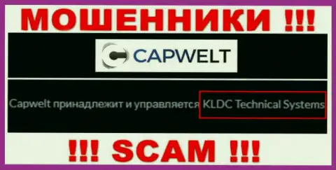 Юридическое лицо компании CapWelt Com - это КЛДЦ Техникал Системс, инфа позаимствована с официального web-ресурса