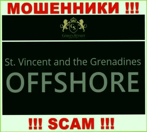 Офшорная регистрация Golden Stanley на территории St. Vincent and the Grenadines, дает возможность обманывать доверчивых людей