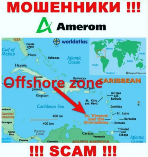 Контора Amerom зарегистрирована довольно-таки далеко от оставленных без денег ими клиентов на территории Saint Vincent and the Grenadines