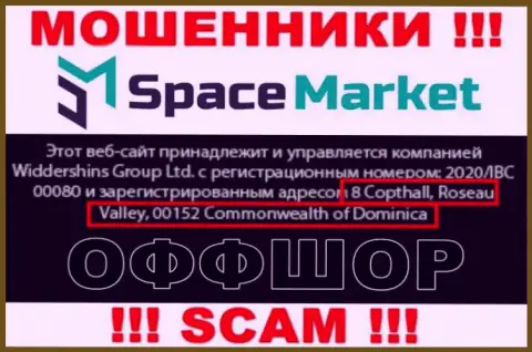 Слишком опасно совместно работать, с такими интернет-ворами, как контора Space Market, ведь сидят они в оффшоре - 8 Coptholl, Roseau Valley 00152 Commonwealth of Dominica