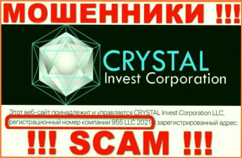 Регистрационный номер конторы Crystal Invest, вероятнее всего, что фейковый - 955 LLC 2021