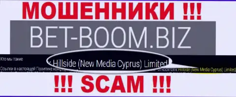 Юридическим лицом, управляющим internet-мошенниками Bet Boom Biz, является Хиллсиде (Нью Медиа Кипр) Лтд