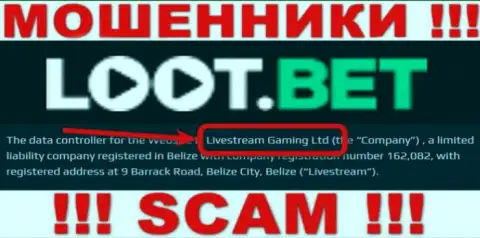 Вы не сумеете сберечь свои денежные активы имея дело с организацией Loot Bet, даже если у них имеется юридическое лицо Livestream Gaming Ltd