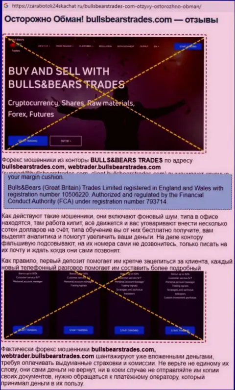 Обзор деяний BullsBears Trades, который взят на одном из порталов-отзовиков