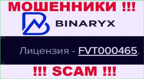 На интернет-портале мошенников Binaryx Com хотя и представлена лицензия, но они в любом случае ЖУЛИКИ
