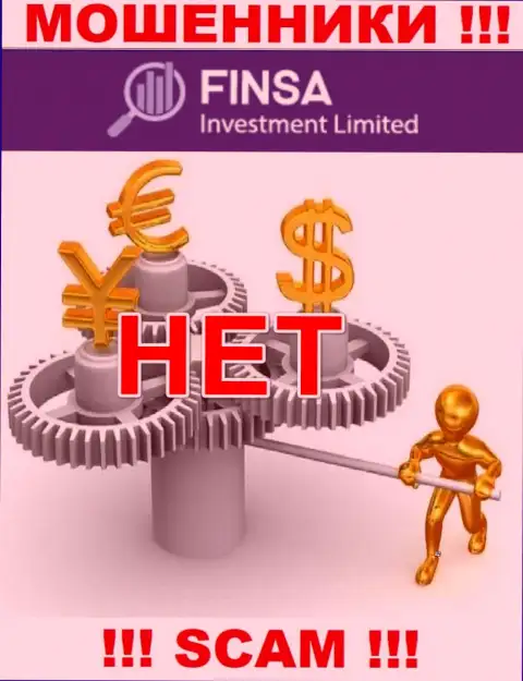 У компании FinsaInvestmentLimited Com нет регулятора, а значит ее мошеннические уловки некому пресекать