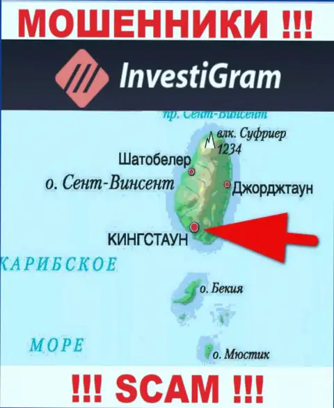 У себя на web-ресурсе Инвести Грам написали, что они имеют регистрацию на территории - Сент-Винсент и Гренадины