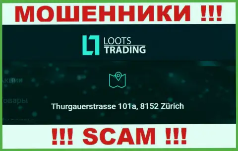 Loots Trading - это обычные мошенники !!! Не хотят указывать настоящий юридический адрес компании
