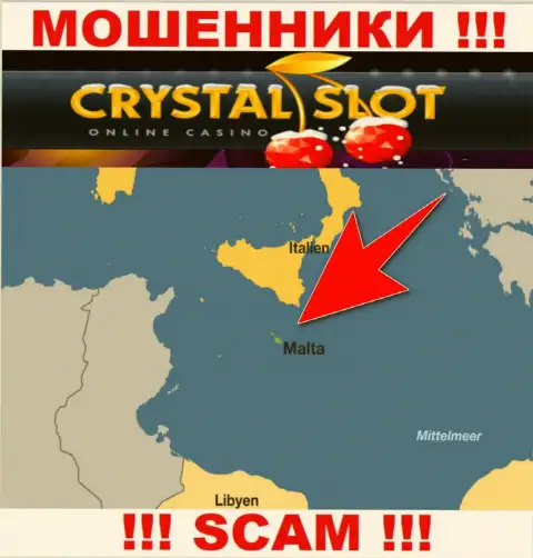 Malta - здесь, в оффшоре, зарегистрированы internet махинаторы Crystal Investments Limited
