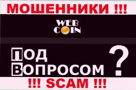 Никак привлечь к ответственности WebCoin по закону не получится - нет сведений касательно их юрисдикции