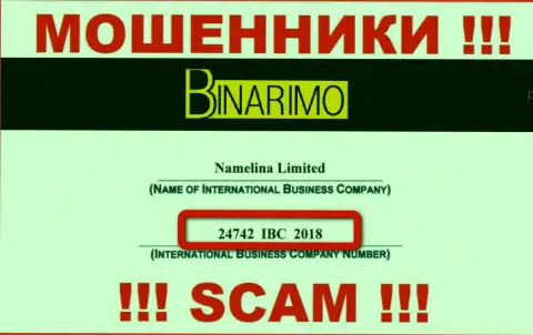 Будьте очень бдительны !!! Binarimo Com мошенничают !!! Номер регистрации указанной компании - 24742 IBC 2018
