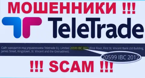 Регистрационный номер internet-мошенников TeleTrade Org (20599 IBC 2012) не гарантирует их надежность