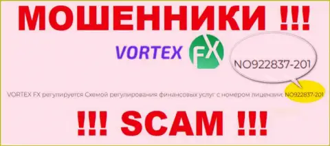 Именно эта лицензия показана на официальном web-ресурсе мошенников Vortex-FX Com
