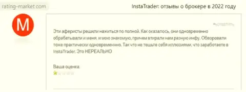 Отзыв, который был размещен реальным клиентом Insta Trader под обзором проделок данной организации