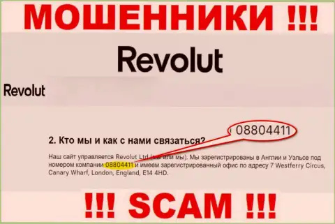 Будьте очень осторожны, присутствие номера регистрации у организации Револют Лтд (08804411) может быть уловкой