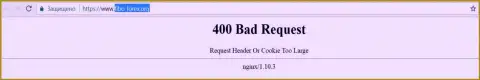 Официальный интернет-ресурс дилингового центра Фибо Форекс некоторое количество дней заблокирован и показывает - 400 Bad Request (ошибочный запрос)